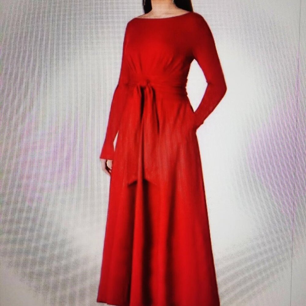 Eshakti Obi Belt Cotton Jersey Knit Maxi Dress